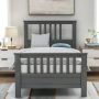 ANBAZAR Twin Bed Frame, Platform Wood Bed Frame w/ Headboard, No Box Spring Needed (Gray, Twin) - Image 1