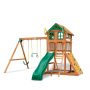 Gorilla Playsets DIY Outing III Wooden Playset w/ Wood Roof, Wave Slide and Rock Wall - Image 1