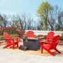5-Piece 30000-BTU Tiles Top Aluminum Propane Patio Fire Pit and HDPE Folding Adirondack Chairs Set 2022200107 - Image 1