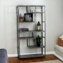 Household Essentials 65inch Gray/Black Metal 6-shelf Etagere Bookcase w/ Open Back - Image 1