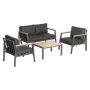 Grey 4-Piece Aluminium Patio Conversation Set with Grey Cushions - Image 1