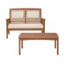 Alaterre Furniture Lyndon 2-Piece Eucalyptus Wood Outdoor Patio Conversation Set with Bench and Cream Cushions and Cocktail Table - Image 1