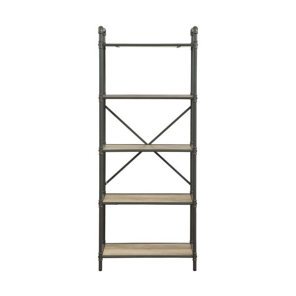 Acme-Furniture-63-inch-Sandy-Gray-Oak-Metal-5-shelf-Etagere-Bookcase-w-Open-Back