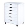 Adeptus White 6-Drawer Solid Wood Wide Roll Cart 76181 - Image 1