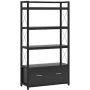 Atencio Black File Cabinet with Drawer and Open Storage Shelves Bookcase for Letter Size/A4 Size Lateral - Image 1
