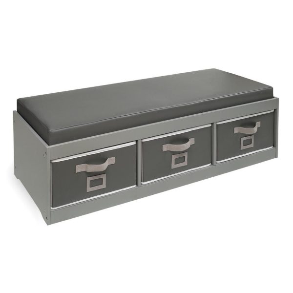 Badger-Basket--Kid-s-Gray-Cushion-and-Three-Bin-Bench