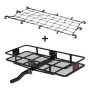 CURT 500 lbs. Capacity 60 in. x 24 in. Black Steel Basket Hitch Cargo Carrier (Folding 2 in. Shank) and Elastic Net Combo Kit - Image 1