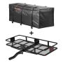 CURT 500 lbs. Capacity 60 in. x 24 in. Black Steel Basket Hitch Cargo Carrier (Folding 2 in. Shank) and Vinyl Bag Combo Kit - Image 1
