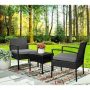 (Brand Rating: 4.4/5) 3-Piece Wicker Rattan Patio Conversation Set Table and Chairs Set with Gray Cushions - Image 1