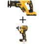 20-Volt MAX Li-Ion Cordless Brushless Compact Reciprocating Saw w/ 20-Volt Brushless 1/4-inch Impact Driver (Tool-Only) - Image 1