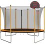 10 ft. Round Backyard Trampoline with Safety Enclosure, Basketball Hoop and Ladder in Orange - Image 1