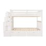 ANBAZAR White Full Over Full Bunk Bed with Shelves and 6-Storage Drawers Convertible Stairway Bunk Bed Frame for Kids - Image 1