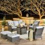 XIZZI Erie Lake Gray 6-Piece Wicker Outdoor Patio Fire Pit Seating Sofa Set and w/ Gray Cushions - Image 1