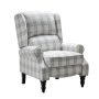 JAYDEN CREATION Bogazk Comfy Plaid Grey Manual Recliner w/ Wood Base - Image 1