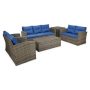 (Brand Rating: 4.4/5) 6-Piece Wicker Outdoor Patio Conversation Set with Blue Cushions - Image 1