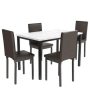 21 Saviq 5-Piece Rectangle Faux Marble Top White Bar Table Set - Image 1