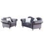 Luxury Classic 2-Piece America Chesterfield Tufted Camel Back Sofa Set Chair and Loveseat in Grey - Image 1