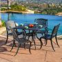 Noble House Hallandale Black 5 pc Aluminum Square Outdoor Dining Set - Image 1