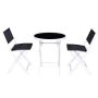 White 3-pc Metal Outdoor Bistro Set in Black Seat - Image 1