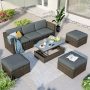 (Brand Rating: 3.0/5) Outdoor Gray 5-Piece Wicker Patio Conversation Seating Set with Gray Cushions - Image 1