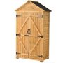 35.4 in. W x 22.4 in. D x 69.6 in. H Brown Wood Outdoor Storage Cabinet - Image 1