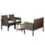 4 Piece Wicker Sofa Outdoor Sectional Set w/ White Cushions - Image 1