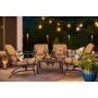 5 Piece Aluminium Patio Conversation Fire Pit Set with Brown Cushion - Image 1