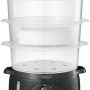 Bella - 9.5-Qt. 3-Tier Food Steamer - Black/Clear - Image 1