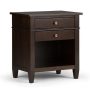 Simpli Home Carlton Bedside Table - Dark Tobacco Brown - Image 1
