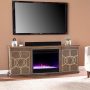 Southern Enterprises Yardlynn Color Changing Fireplace-Media Storage - Brown and gold finish - Image 1