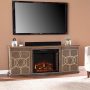 Southern Enterprises Yardlynn Electric Fireplace -Media Storage - Brown and gold finish - Image 1