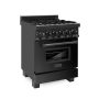 ZLINE - Dual Fuel Range with Gas Stove and Electric Oven in Black Stainless Steel with Brass Burners - Image 1