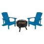 Flash Furniture - Charlestown Adirondack Chairs and Fire Pit - Blue JJ-C145012-32D-BLU-GG - Image 1