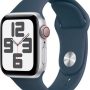 Apple Watch SE (GPS + Cellular) 40mm Silver Aluminum Case with Storm Blue Sport Band - M/L - Silver MRGL3LL/A - Image 1