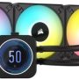 CORSAIR - iCUE H150i ELITE LCD XT 120mm Fans + 360mm Radiator Liquid Cooling System with IPS LCD Screen - Black - Image 1