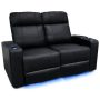 Valencia Theater Seating - Valencia Piacenza Power Headrest Row of 2 Loveseat Premium Top Grain Grade 9000 Leather Home Theater Seating - Black - Image 1