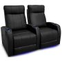 Valencia Theater Seating - Valencia Syracuse Row of 2 Premium Top Grain Grade 9000 Leather Home Theater Seating - Black - Image 1