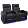 Valencia Theater Seating - Valencia Verona Power Headrest Row of 2 Top Grain Genuine Leather 9000 Home Theater Seating - Black - Image 1