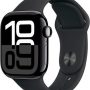 Apple Watch Series 10 (GPS) 42mm Aluminum Case with Black Sport Band - M/L - Jet Black - Image 1