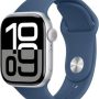 Apple Watch Series 10 (GPS+Cellular) 42mm Aluminum Case with Denim Sport Band - S/M - Silver - Image 1