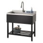 TRINITY | 30x14x11.5 Basin | Stainless Steel Utility Sink | NSF | w/ Pull-Out Faucet | Black - Black - Image 1