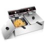 Costway - 3400w Electric Countertop Deep Fryer Dual Tank Commercial Restaurant Steel - Silver - Image 1