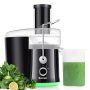 Costway - Electric Juicer Centrifugal Juicer with 3-Inch Wide Mouth Centrifugal Juice Extractor 2 Speed - Black/Green - Image 1