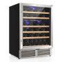 Costway - 24 Inch Wine Cooler 51 Bottles Dual Zone Wine Refrigerator Built-In Freestanding - Black/Silver - Image 1
