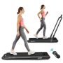 Costway - 2.25HP Up To 7.5MPH 2 in 1 Folding Under Desk Treadmill W/ Speaker Remote Control Single Display Screen - Black - Image 1