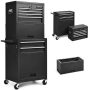 Costway High Capacity 6-Drawer Rolling Tool Chest Storage Cabinet Toolbox Combo w/ Riser - Black - Image 1