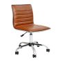 Alamont Home - Alan Contemporary Vinyl Swivel Office Chair - Brown Vinyl/Chrome Frame - Image 1
