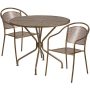 Alamont Home - Oia Outdoor Round Contemporary Metal 3 Piece Patio Set - Gold - Image 1