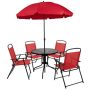 Alamont Home - Nantucket Outdoor Round Contemporary Metal 6 Piece Patio Set - Red - Image 1