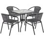 Alamont Home - Lila Outdoor Square Contemporary Metal 5 Piece Patio Set - Clear Top/Gray Rattan - Image 1